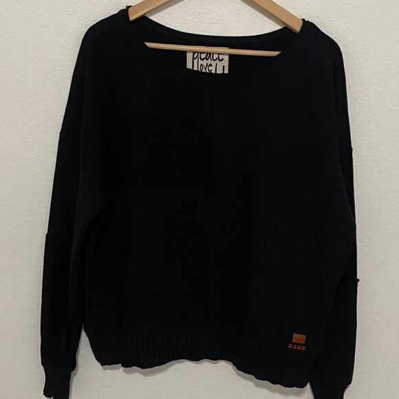 Peace Love World Oversized Ribbed Trim Terry Cloth Crewneck size M - Picture 3 of 11